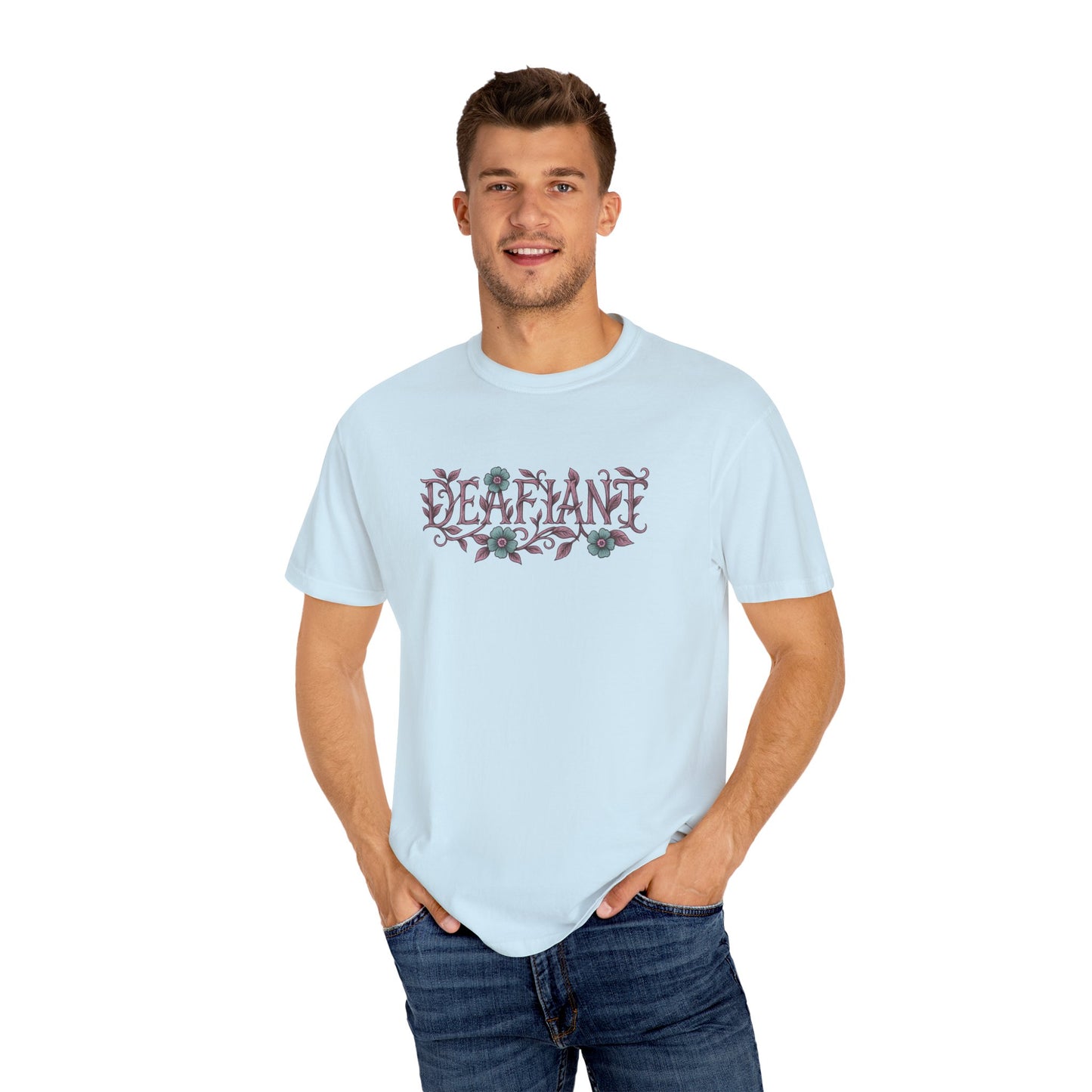"Rooted & Rebellious" β The Pink Llama x DEAFIANT Floral Collab Tee | Unisex Garment-Dyed T-shirt