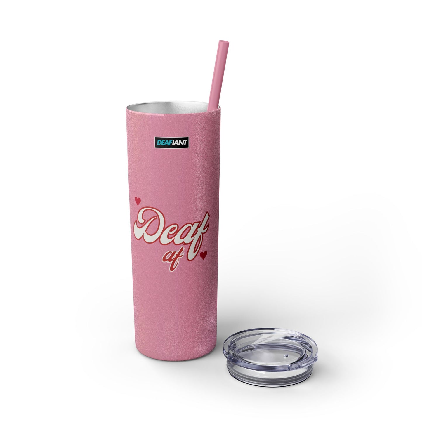 DEAFIANT Deaf AF Skinny Tumbler with Straw, 20oz