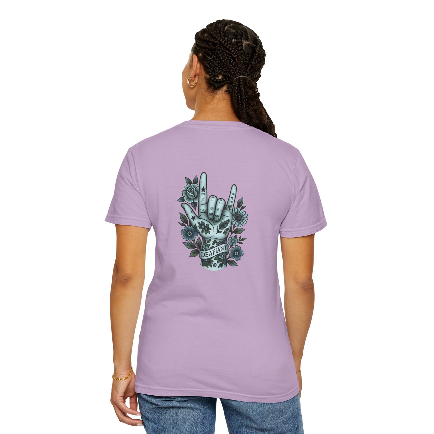 "Rooted Rebels β The Pink Llama x DEAFIANT Floral Collab Tee Unisex T-Shirt