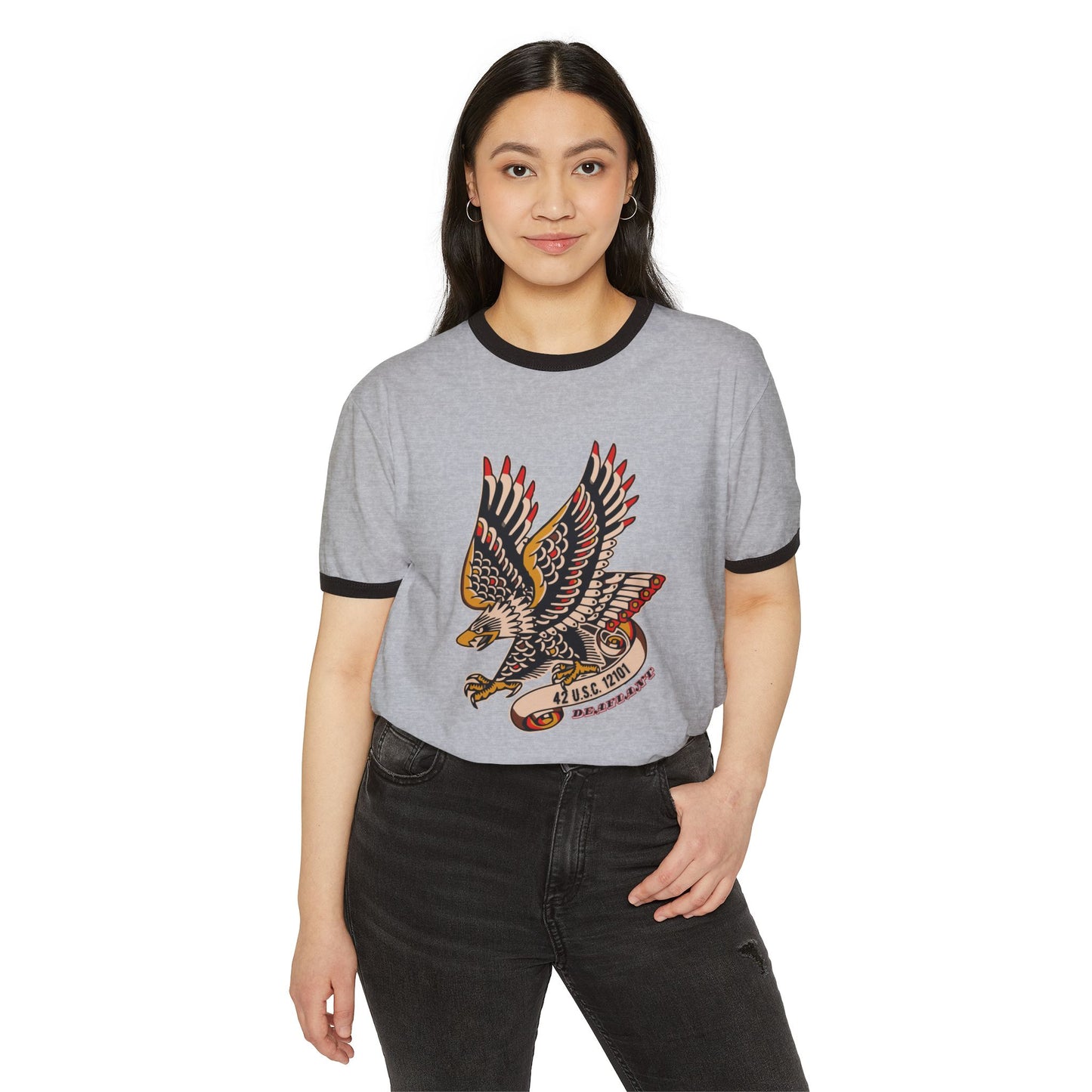 DEAFIANT Screamin' Eagle | Unisex Cotton Ringer T-Shirt