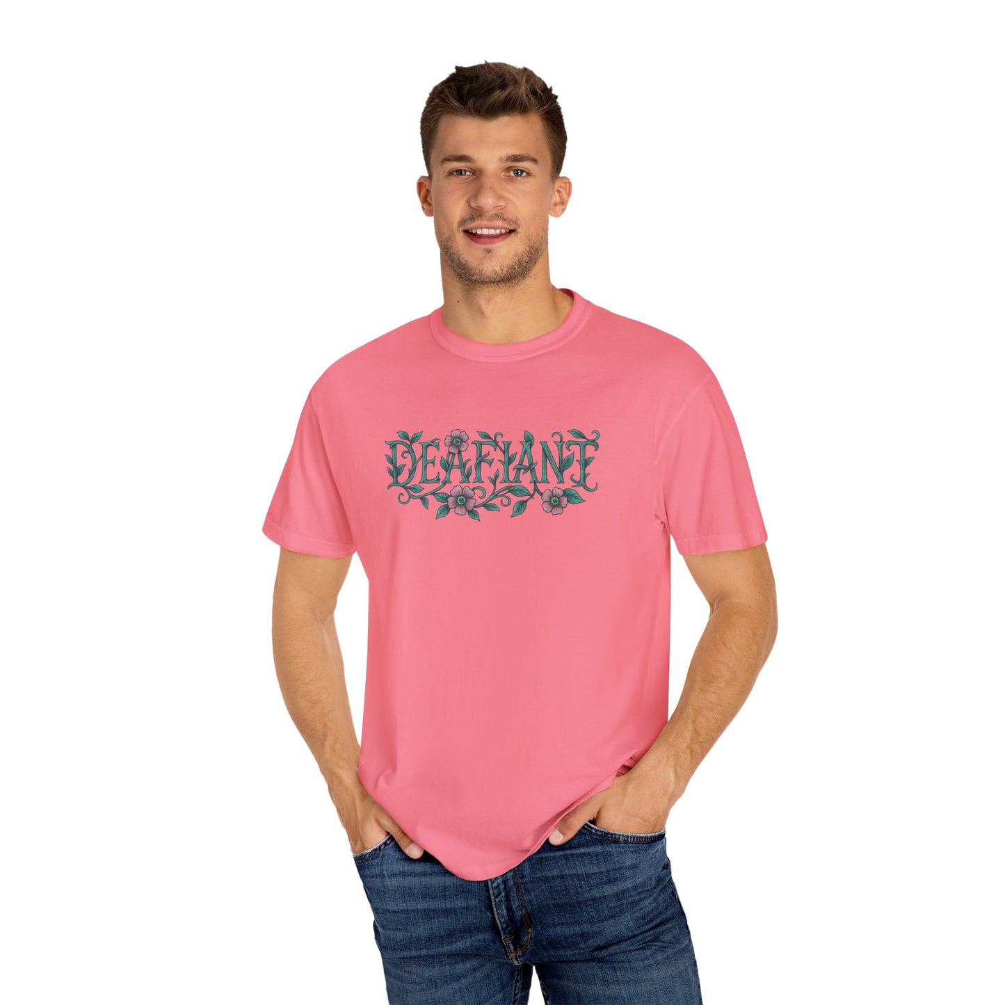 "Rooted Rebels β The Pink Llama x DEAFIANT Floral Collab Tee Unisex T-Shirt