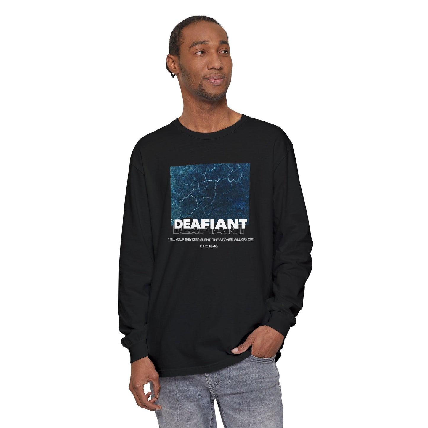 DEAFIANT Stones Cry Out | Garment-Dyed Long Sleeve T-Shirt