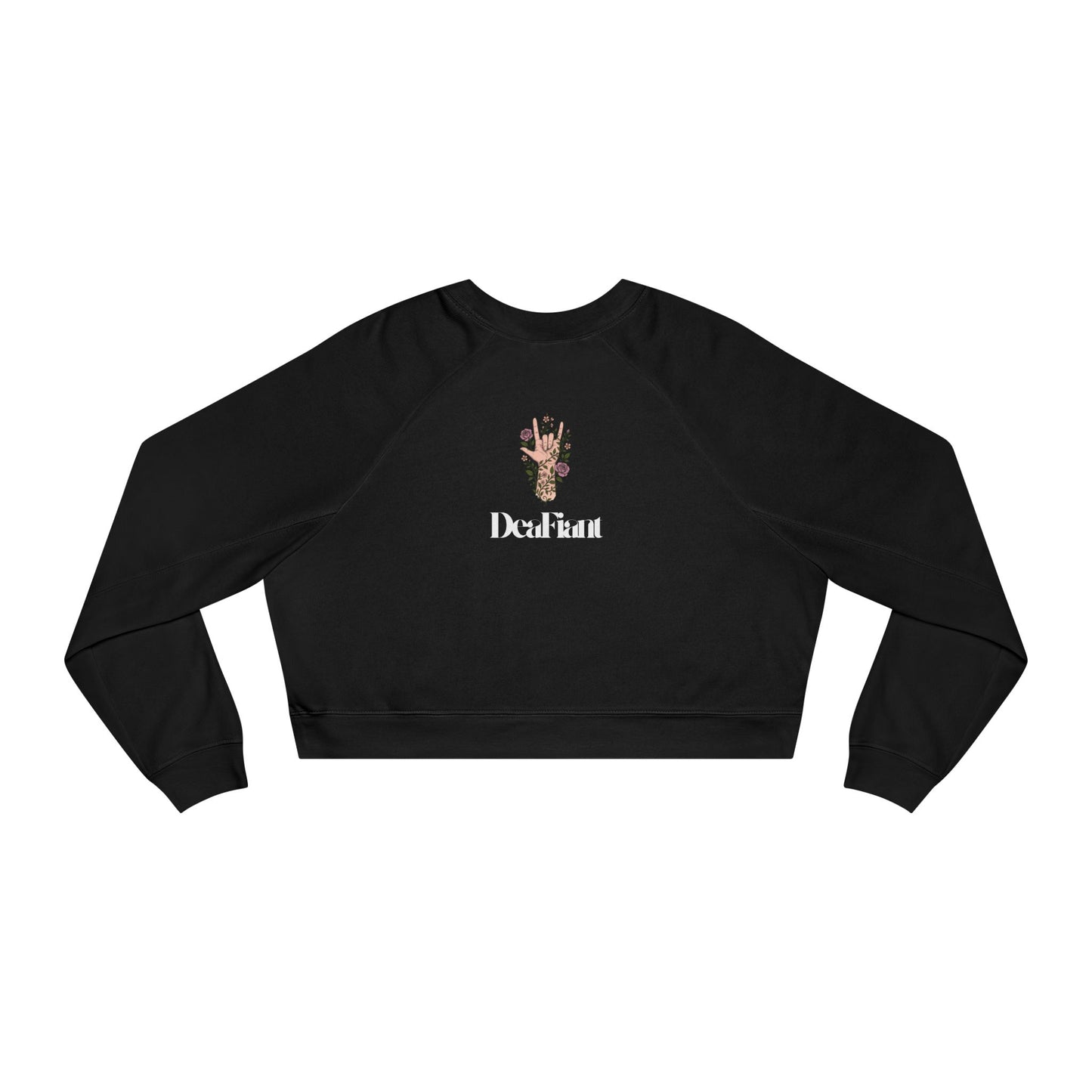 DEAFIANT Won’t He Do It! – Praise & Power Women's Cropped Fleece Pullover