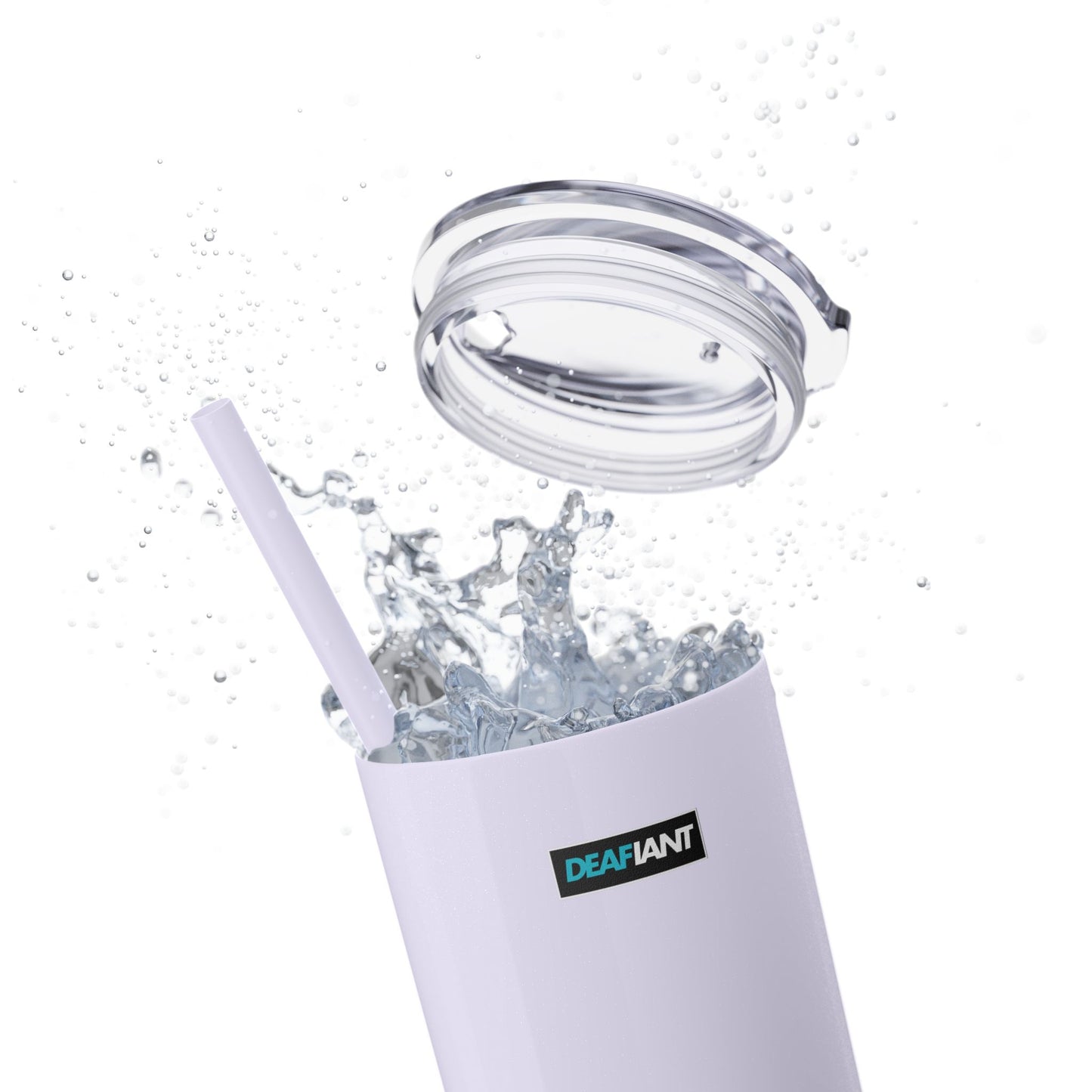 DEAFIANT Deaf AF Skinny Tumbler with Straw, 20oz
