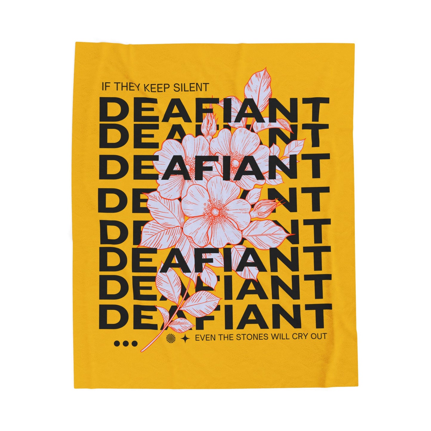 DEAFIANT Stones Cry Out Floral Velveteen Plush Blanket