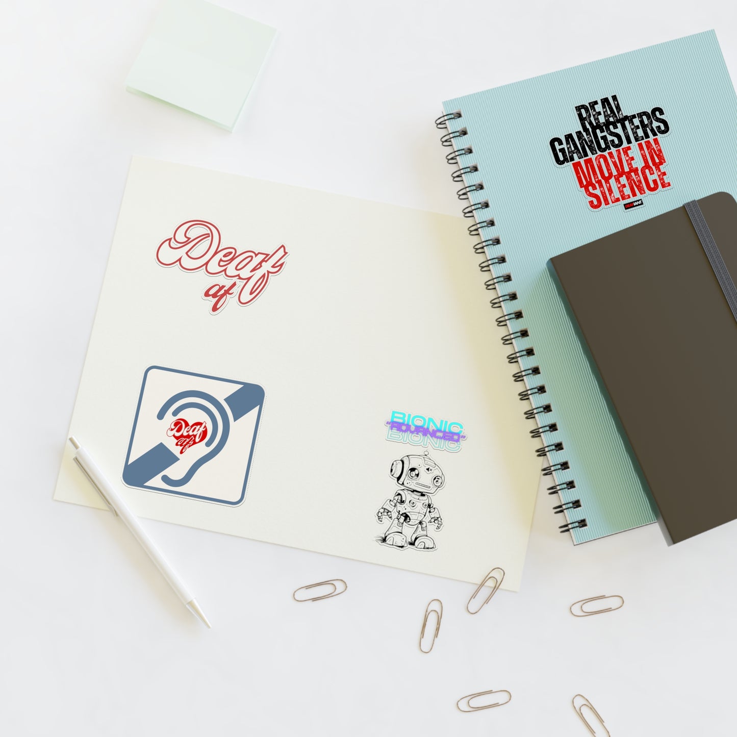 DEAFIANT Identity Sticker Pack – “Deaf AF + Tech & Truth” Series | Unique Designs for Personalizing Laptops, Notebooks, Gifts, and More!