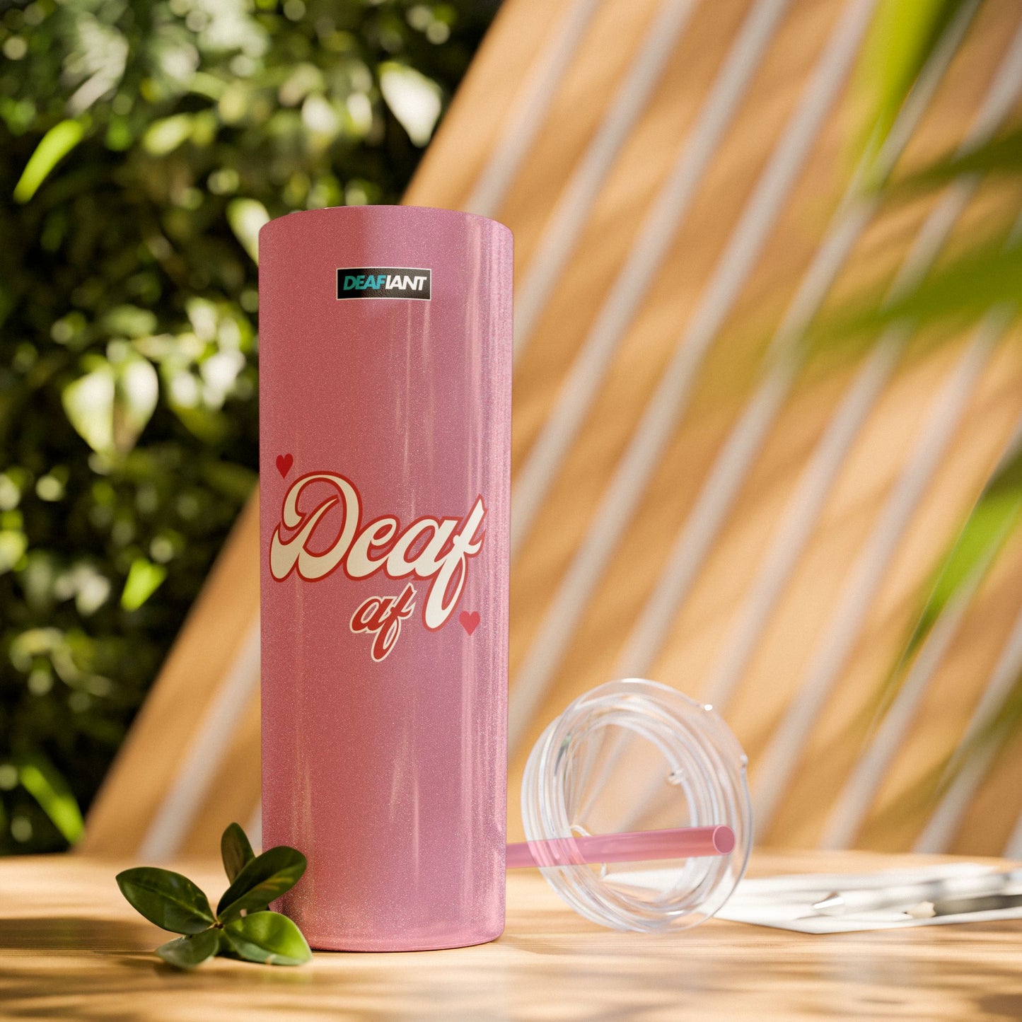 DEAFIANT Deaf AF Skinny Tumbler with Straw, 20oz