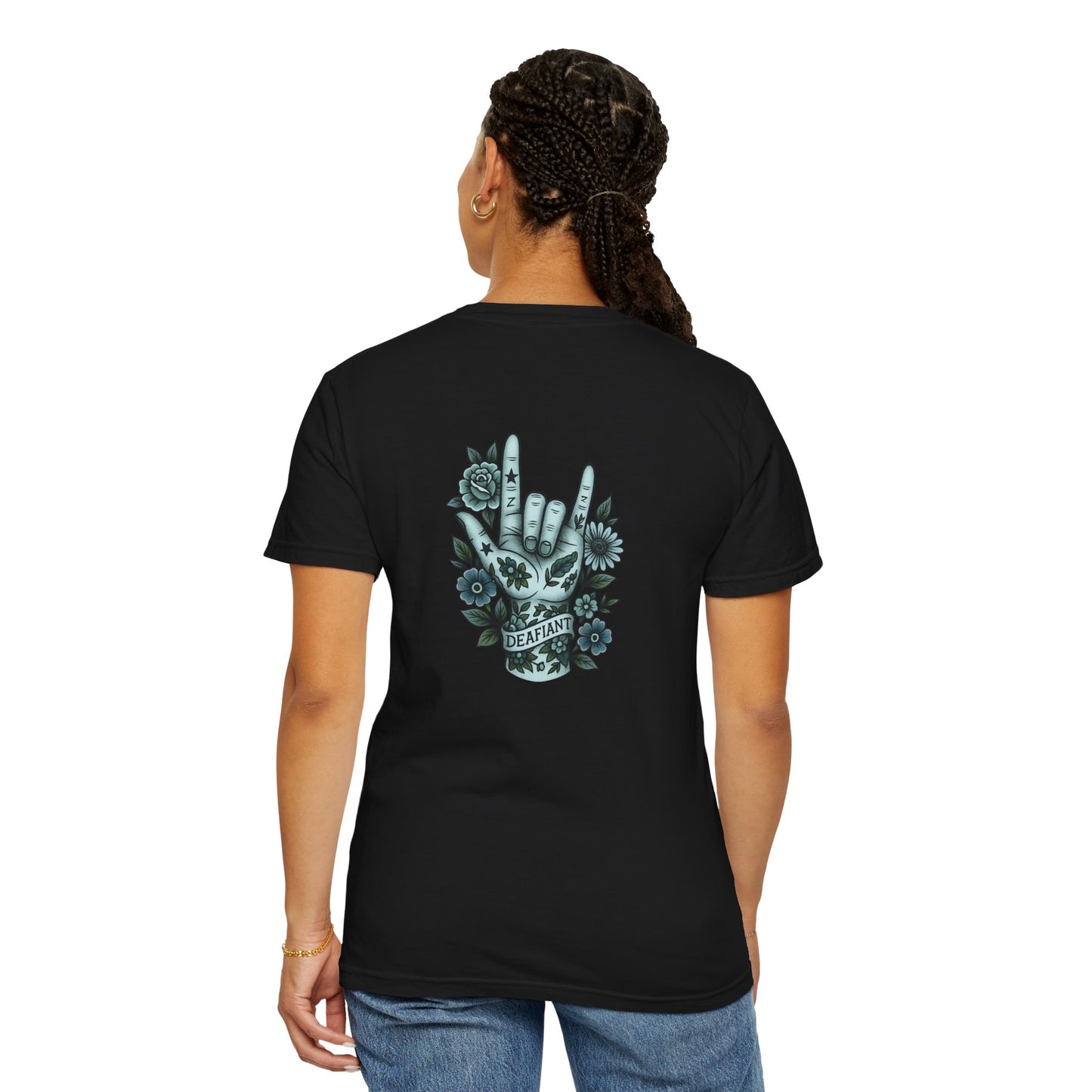 "Rooted Rebels β The Pink Llama x DEAFIANT Floral Collab Tee Unisex T-Shirt