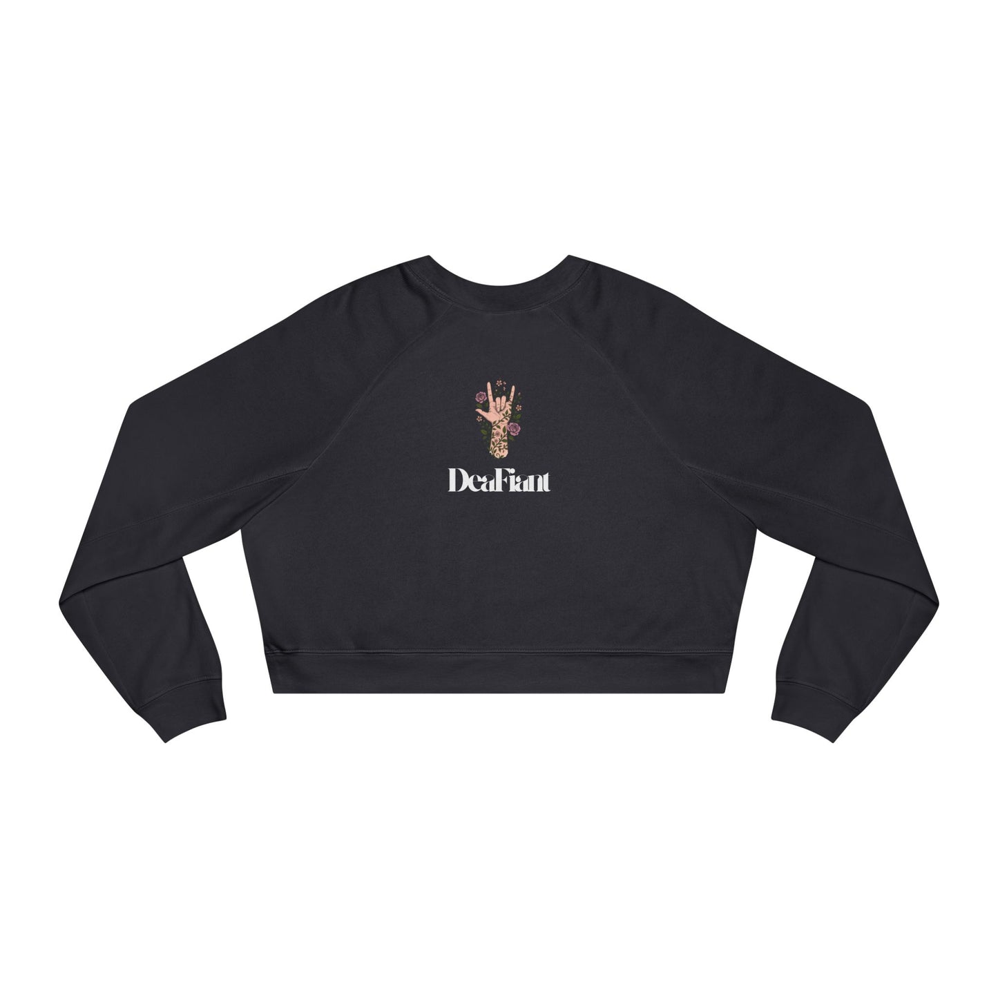 DEAFIANT Won’t He Do It! – Praise & Power Women's Cropped Fleece Pullover