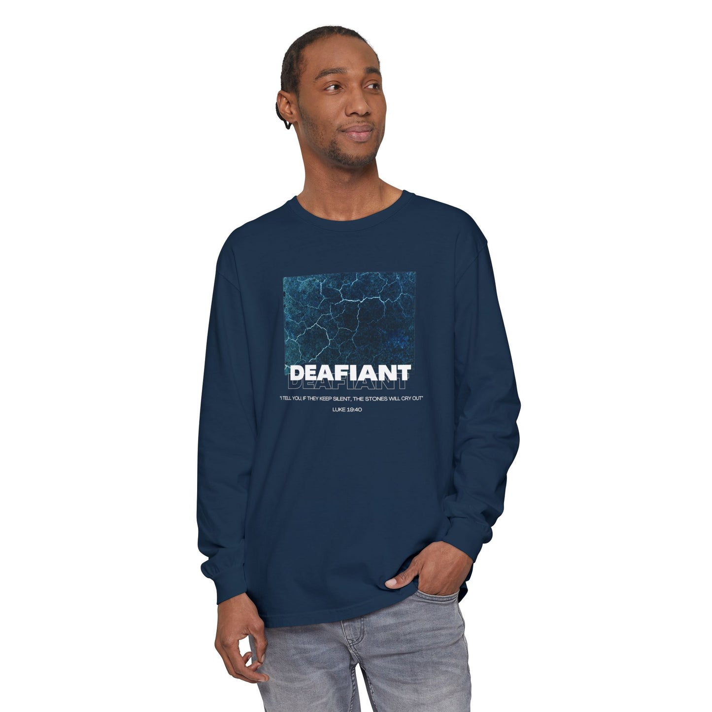 DEAFIANT Stones Cry Out | Garment-Dyed Long Sleeve T-Shirt