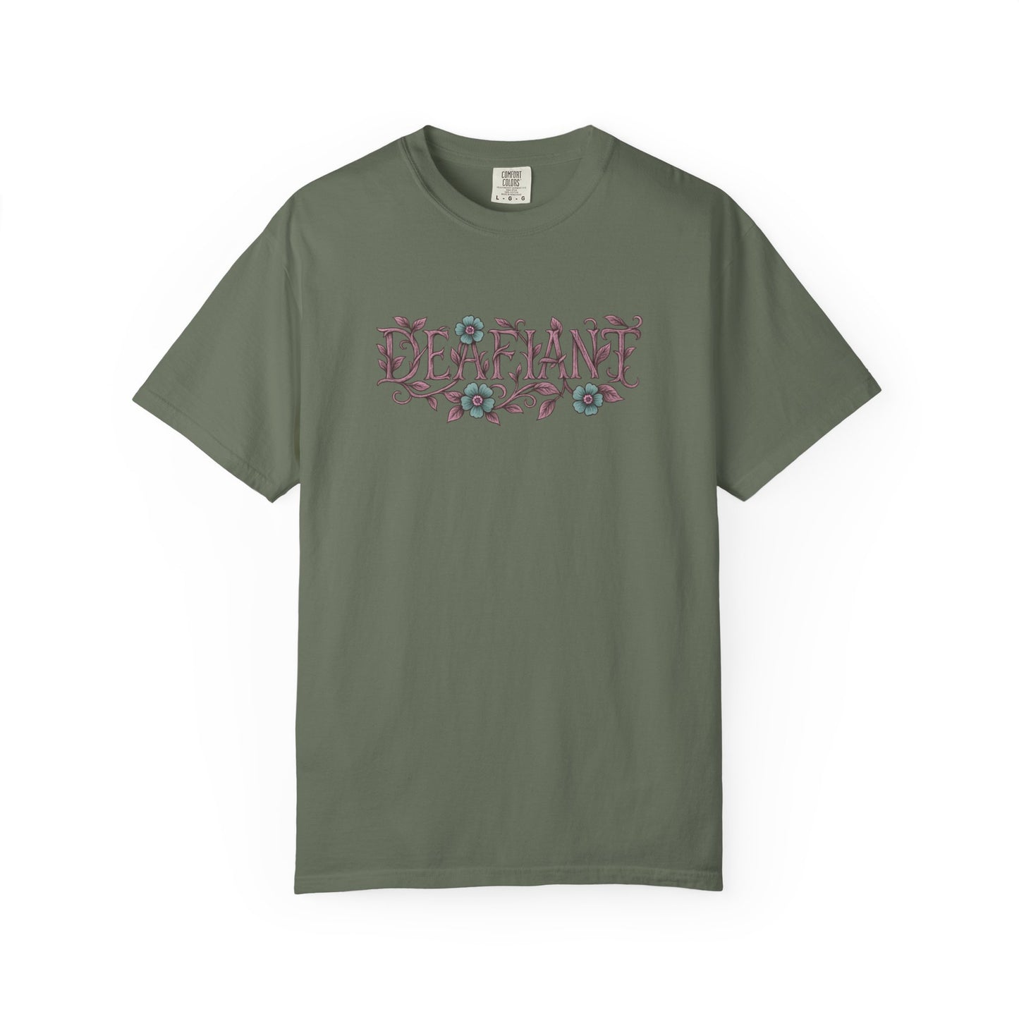 "Rooted & Rebellious" β The Pink Llama x DEAFIANT Floral Collab Tee | Unisex Garment-Dyed T-shirt
