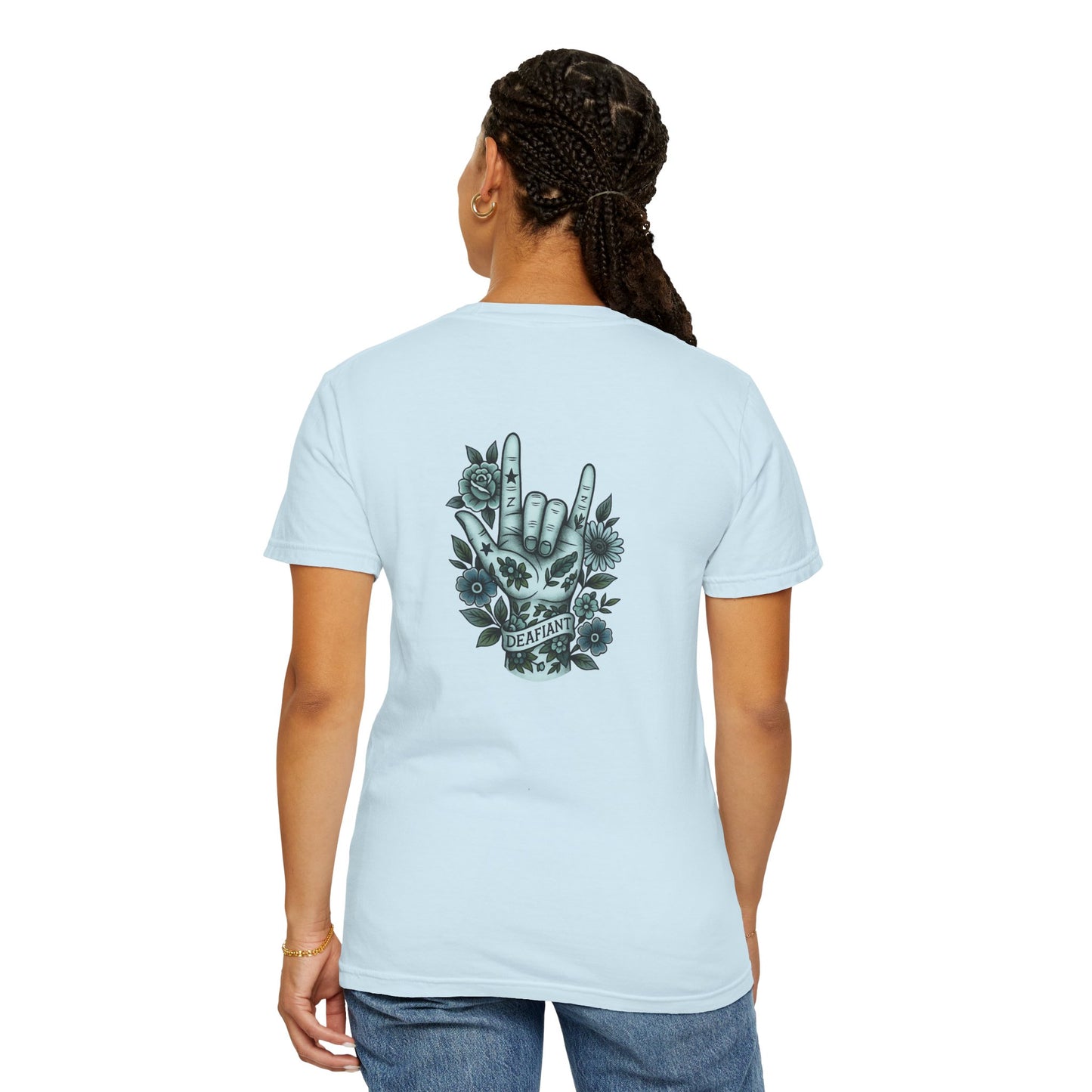 "Rooted Rebels β The Pink Llama x DEAFIANT Floral Collab Tee Unisex T-Shirt