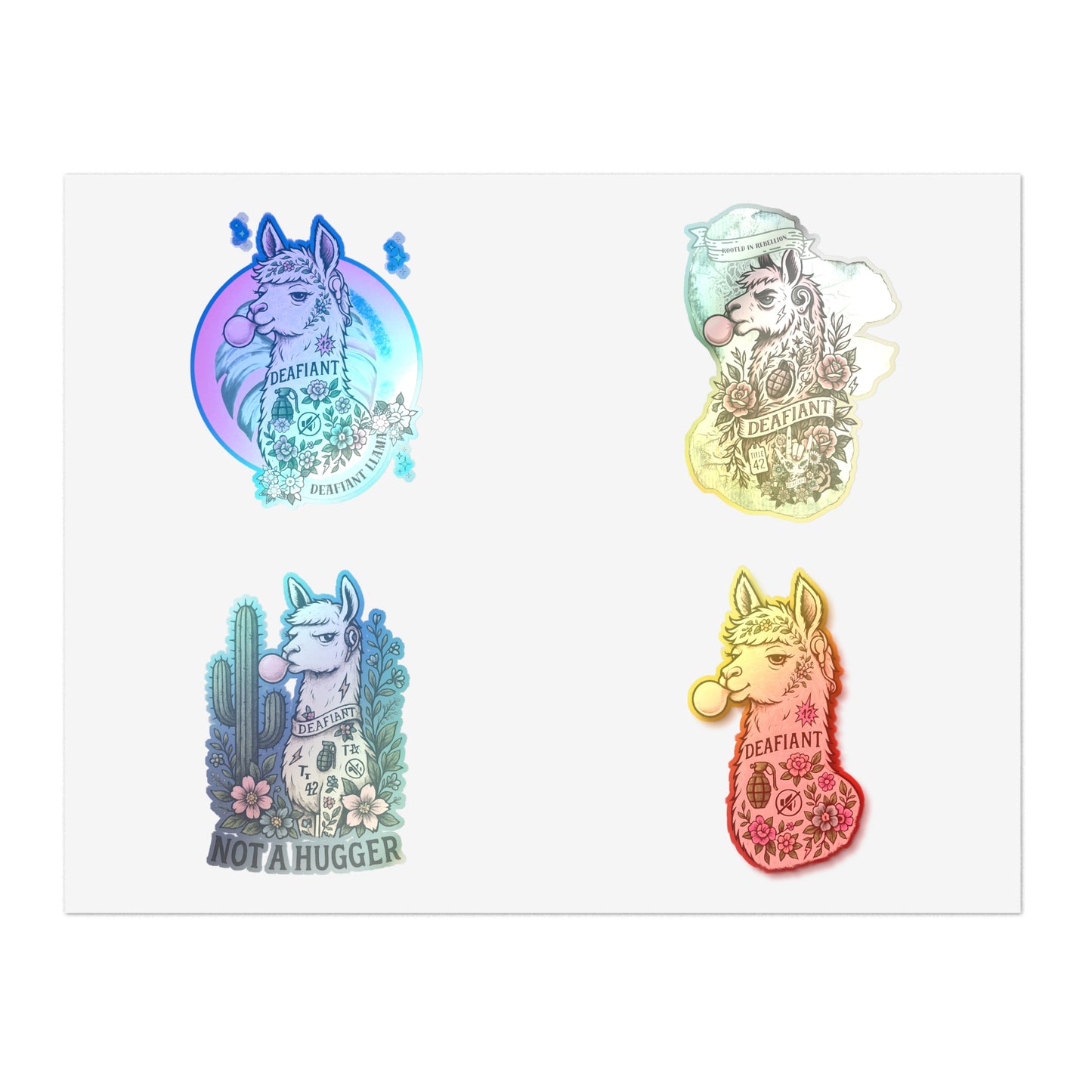 DEAFIANT x The Pink Llama – “Silent Spitfire” Stickers Sheets Ft. DEAFIANT Llama