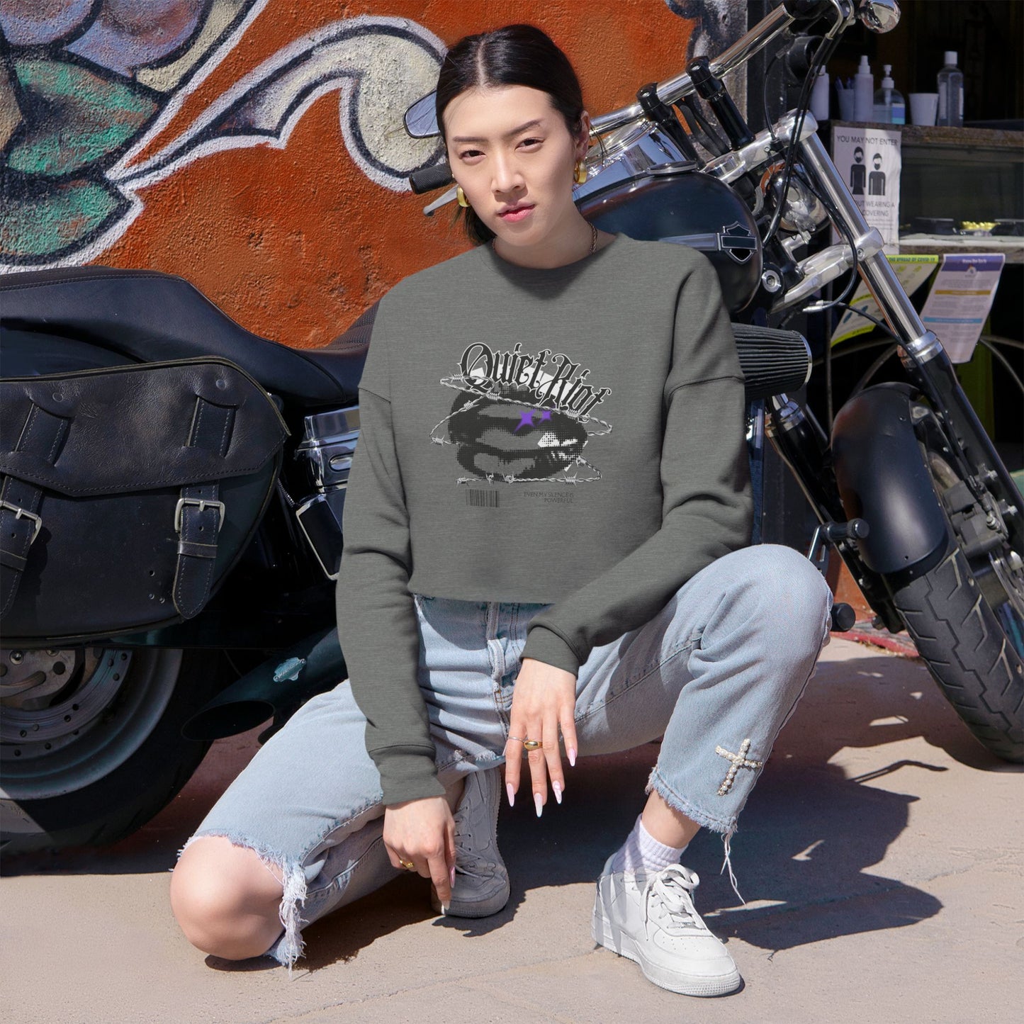 DEAFIANT Quiet Riot | Cropped Sweatshirt
