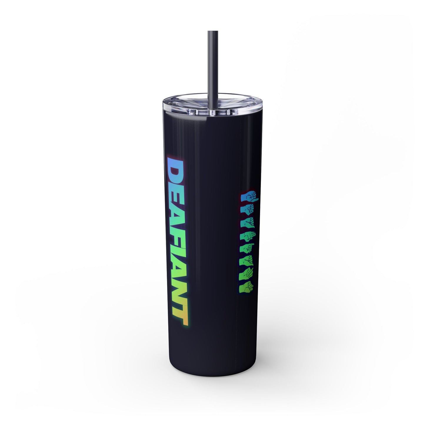 DEAFIANT Vibe on Mute | Skinny Tumbler with Straw