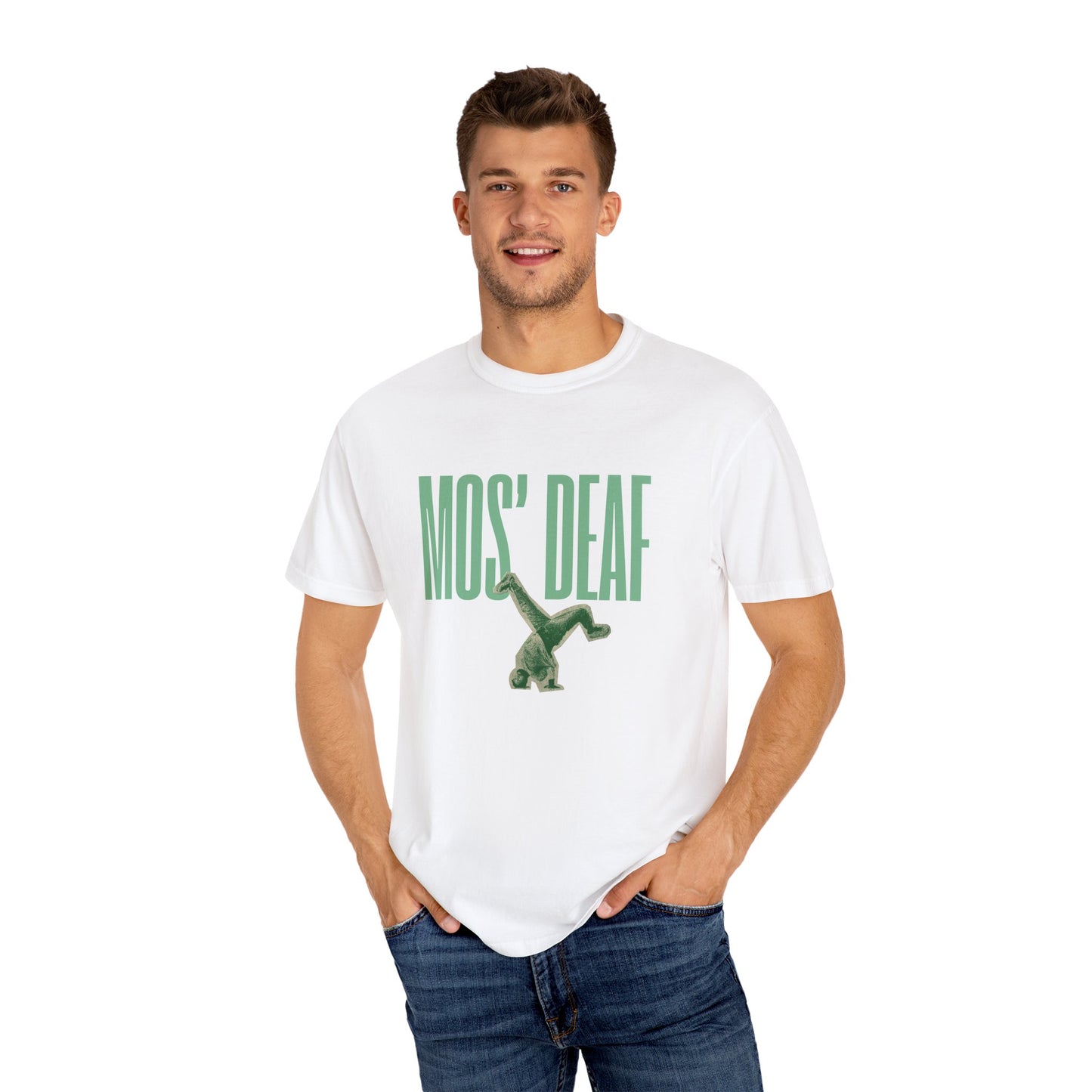 DEAFIANT Mos' Deaf Throwback Tee | Unisex | Garment-dyed