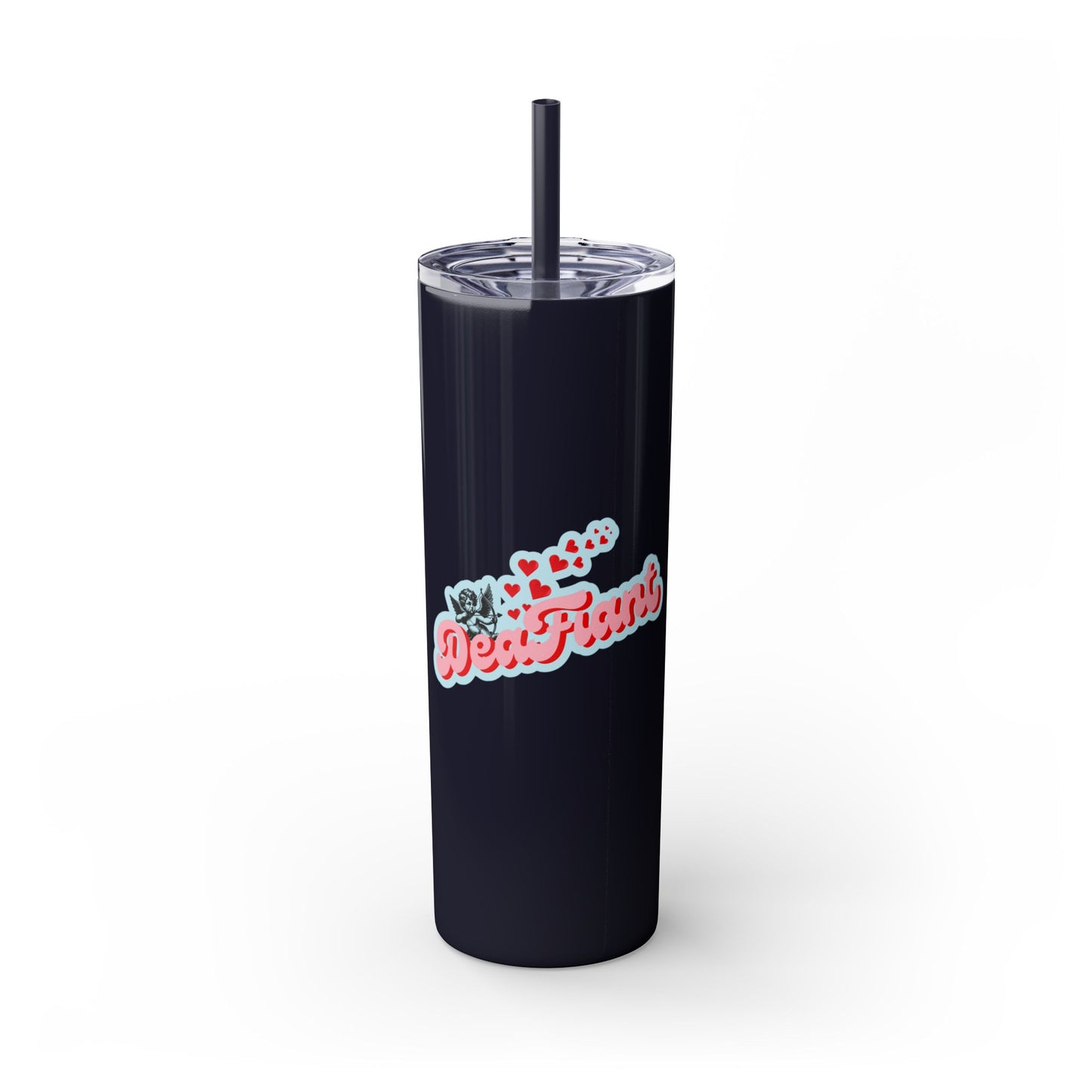 DEAFIANT The Deaf Lover Girl Skinny Tumbler with Straw, 20oz