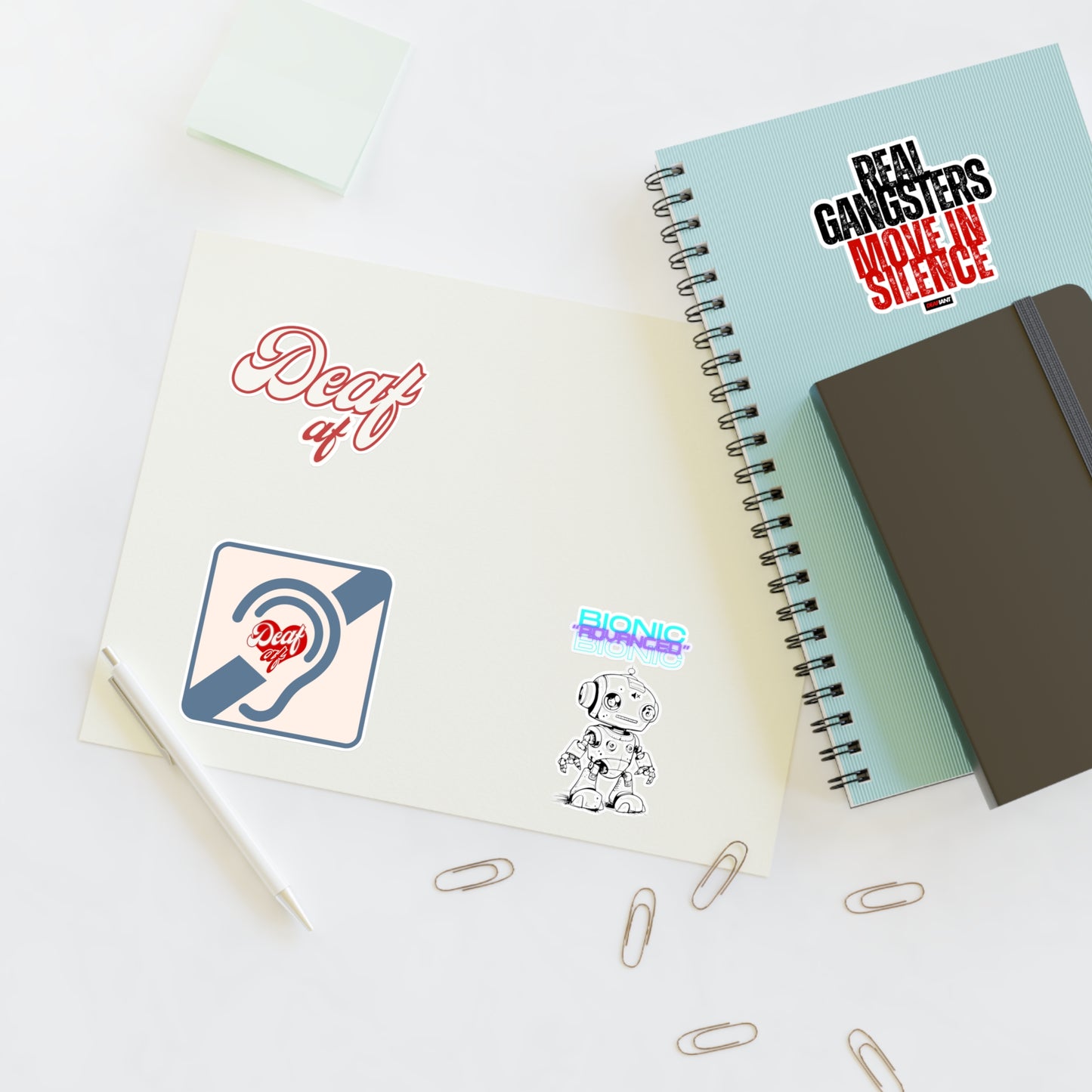DEAFIANT Identity Sticker Pack – “Deaf AF + Tech & Truth” Series | Unique Designs for Personalizing Laptops, Notebooks, Gifts, and More!