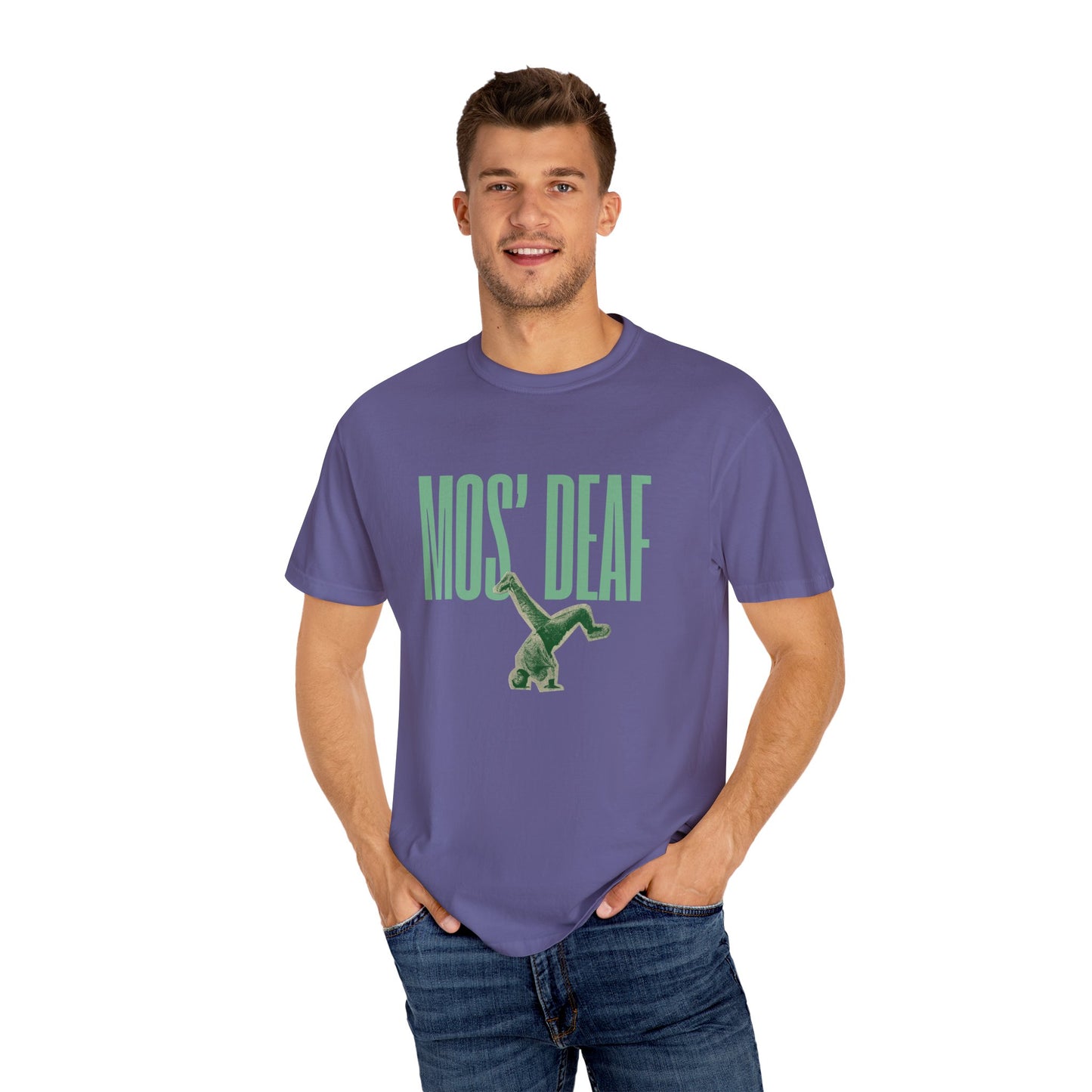 DEAFIANT Mos' Deaf Throwback Tee | Unisex | Garment-dyed