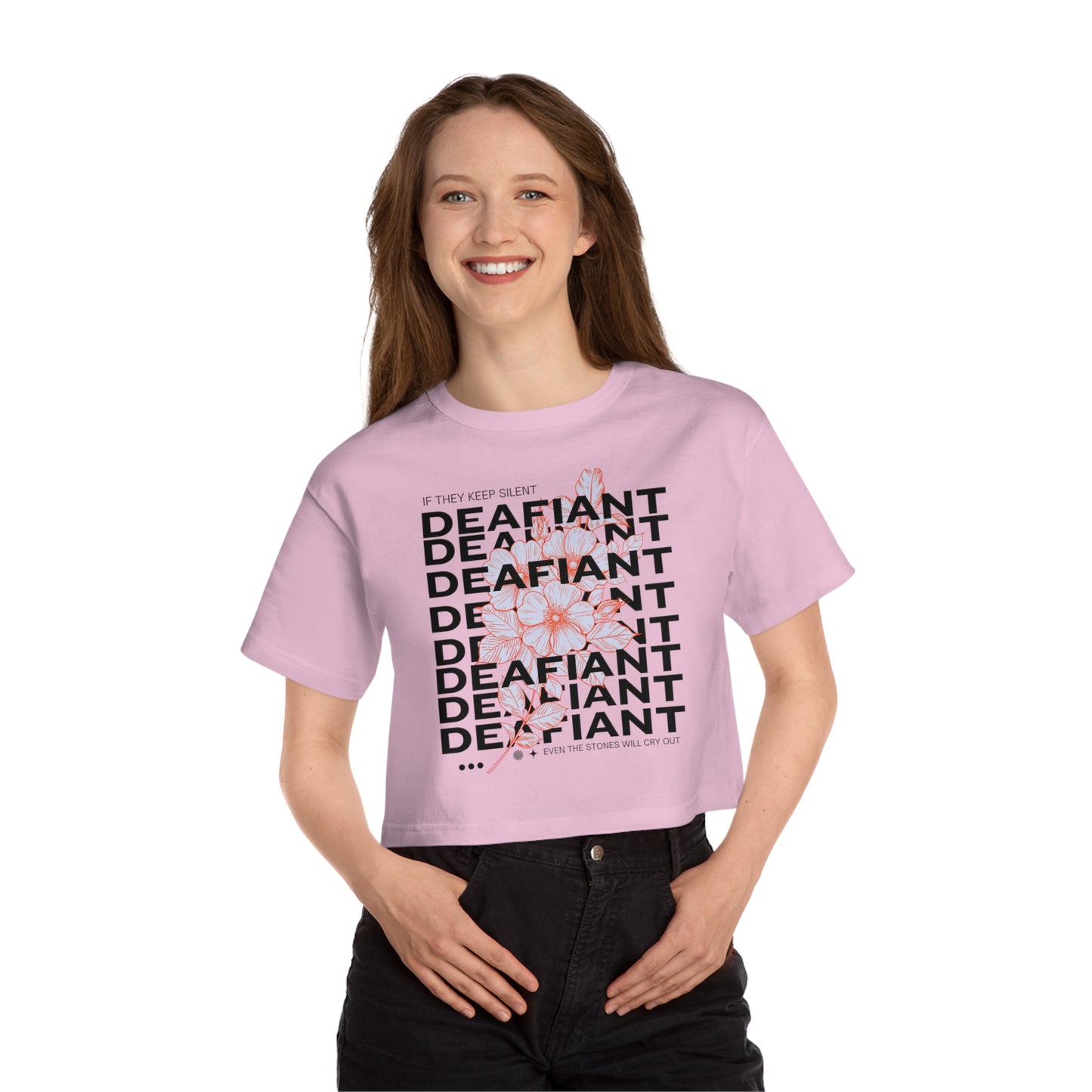 DEAFIANT Champion of Silence | Women's Heritage Cropped T-Shirt