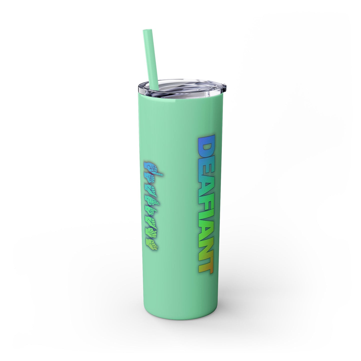 DEAFIANT Vibe on Mute | Skinny Tumbler with Straw