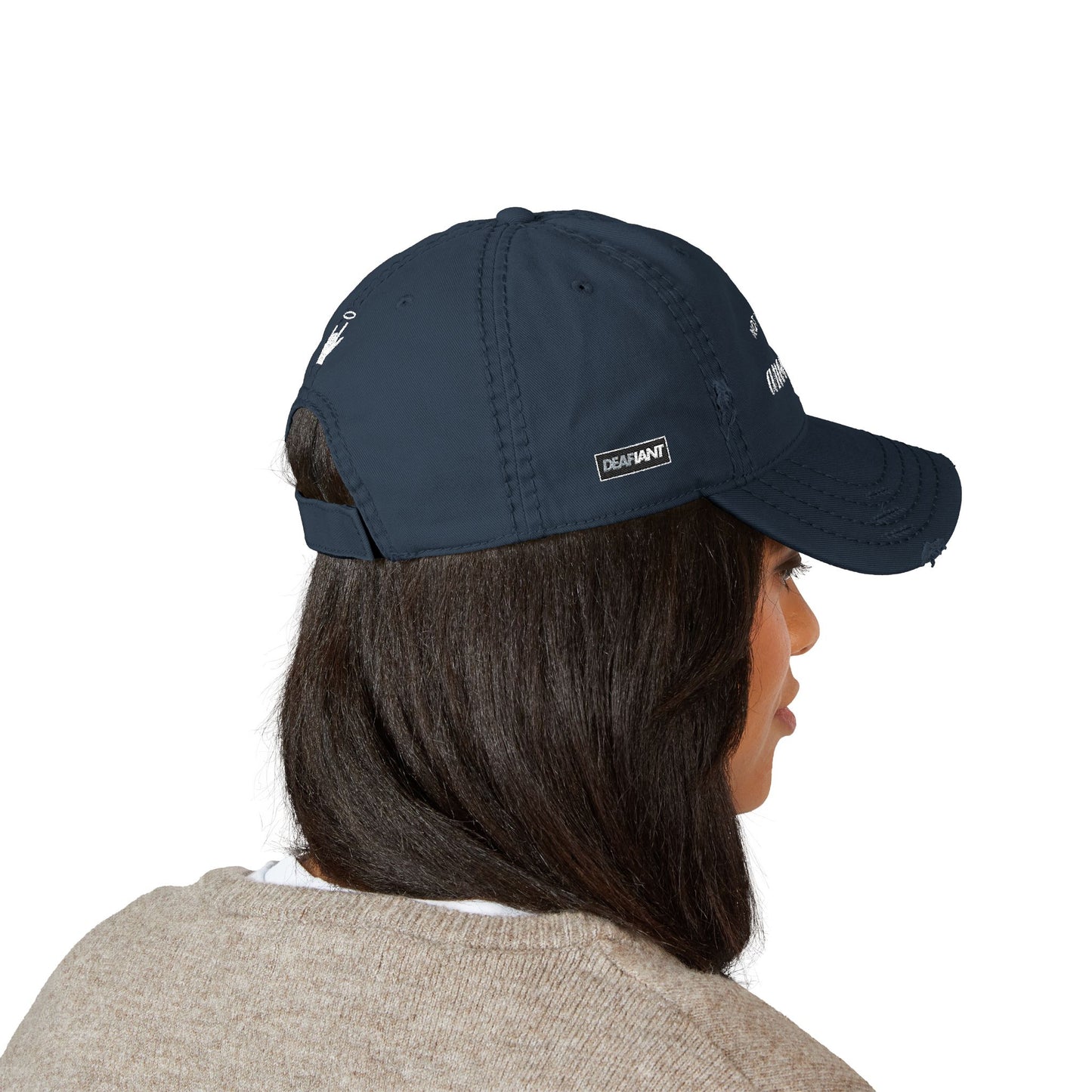 DEAFIANT The Anointed Cap | Distressed Dad Hat with Embroidery