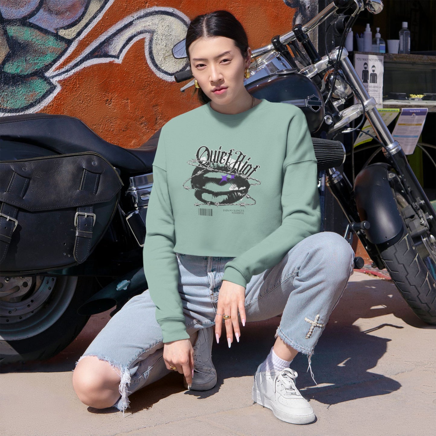 DEAFIANT Quiet Riot | Cropped Sweatshirt