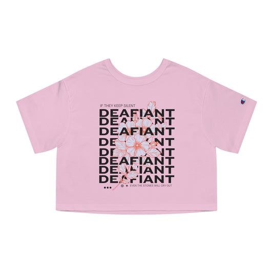 DEAFIANT Champion of Silence | Women's Heritage Cropped T-Shirt