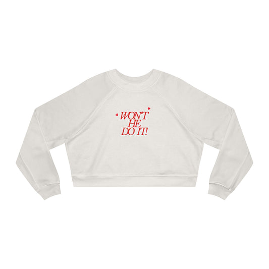 DEAFIANT Won’t He Do It! – Praise & Power Women's Cropped Fleece Pullover
