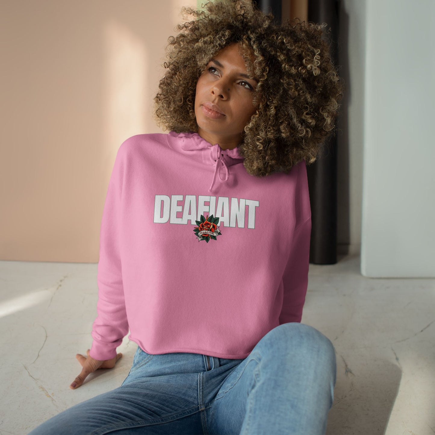 DEAFIANT Title 42 DEAFiant Rights | Women's Crop Hoodie