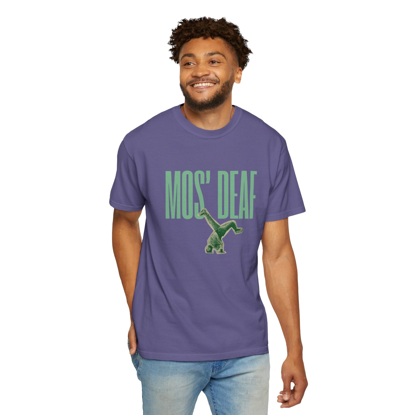 DEAFIANT Mos' Deaf Throwback Tee | Unisex | Garment-dyed