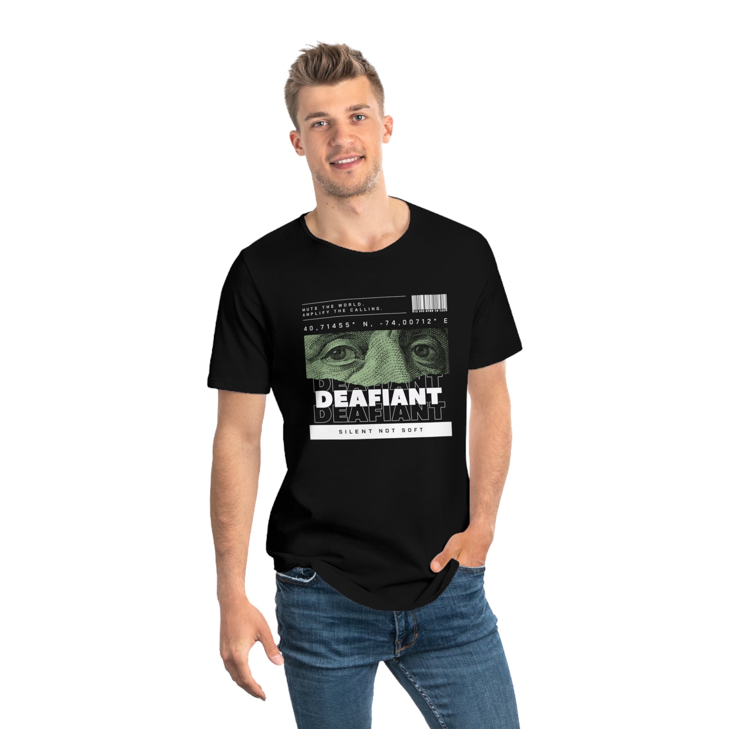 DEAFIANT Deaf Money Talks Curved Hem Men's Tee |Men's Jersey Curved Hem Tee