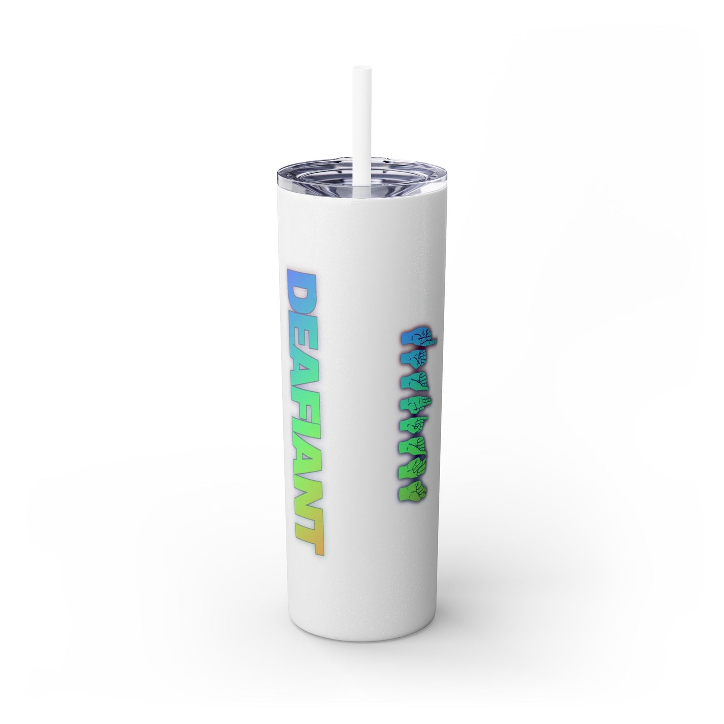 DEAFIANT Vibe on Mute | Skinny Tumbler with Straw