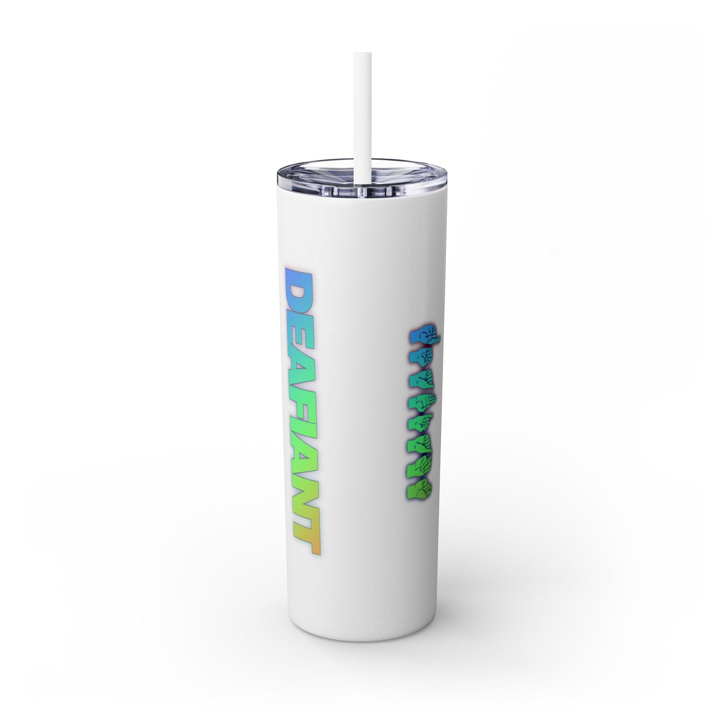 DEAFIANT Vibe on Mute | Skinny Tumbler with Straw