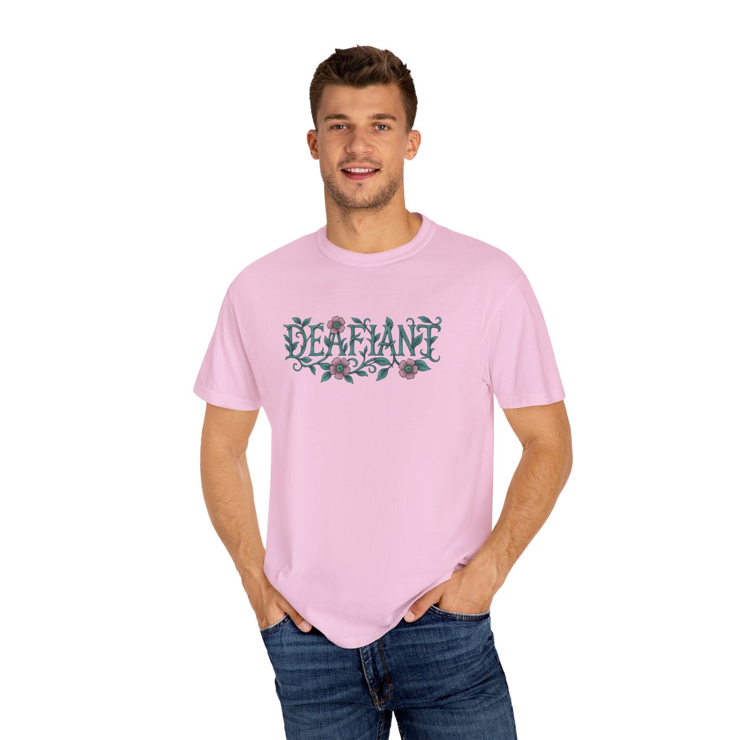 "Rooted Rebels – The Pink Llama x DEAFIANT Floral Collab Tee Unisex T-Shirt
