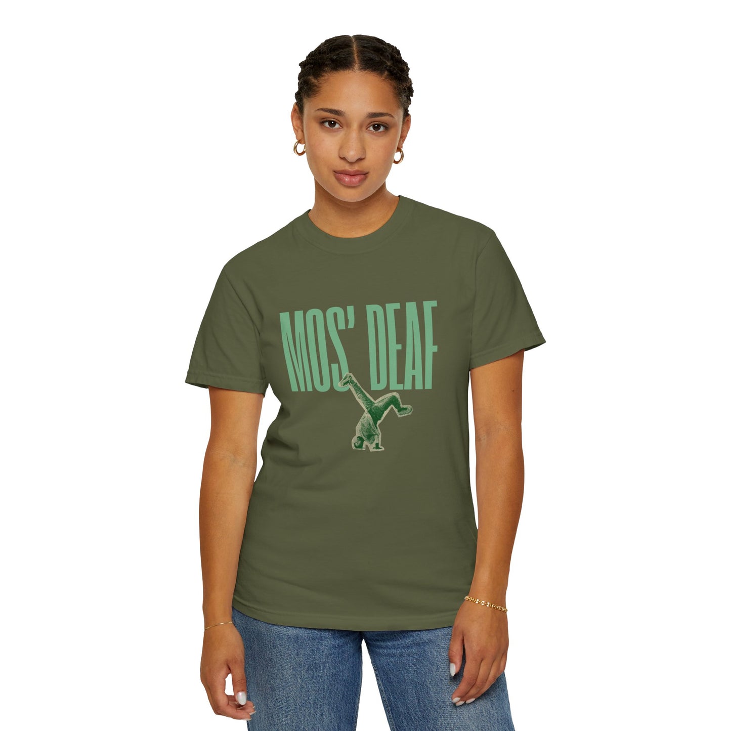 DEAFIANT Mos' Deaf Throwback Tee | Unisex | Garment-dyed