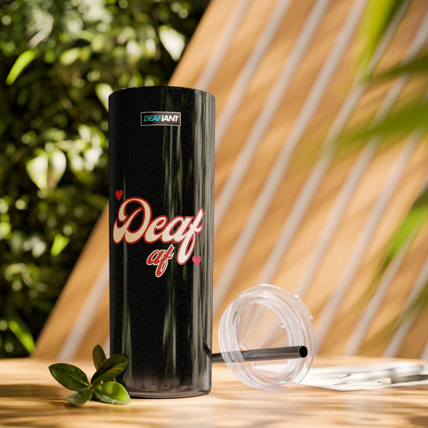DEAFIANT Deaf AF Skinny Tumbler with Straw, 20oz