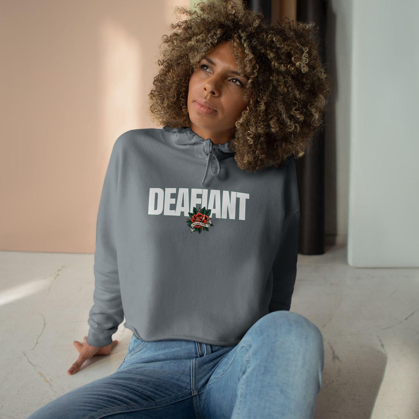 DEAFIANT Title 42 DEAFiant Rights | Women's Crop Hoodie