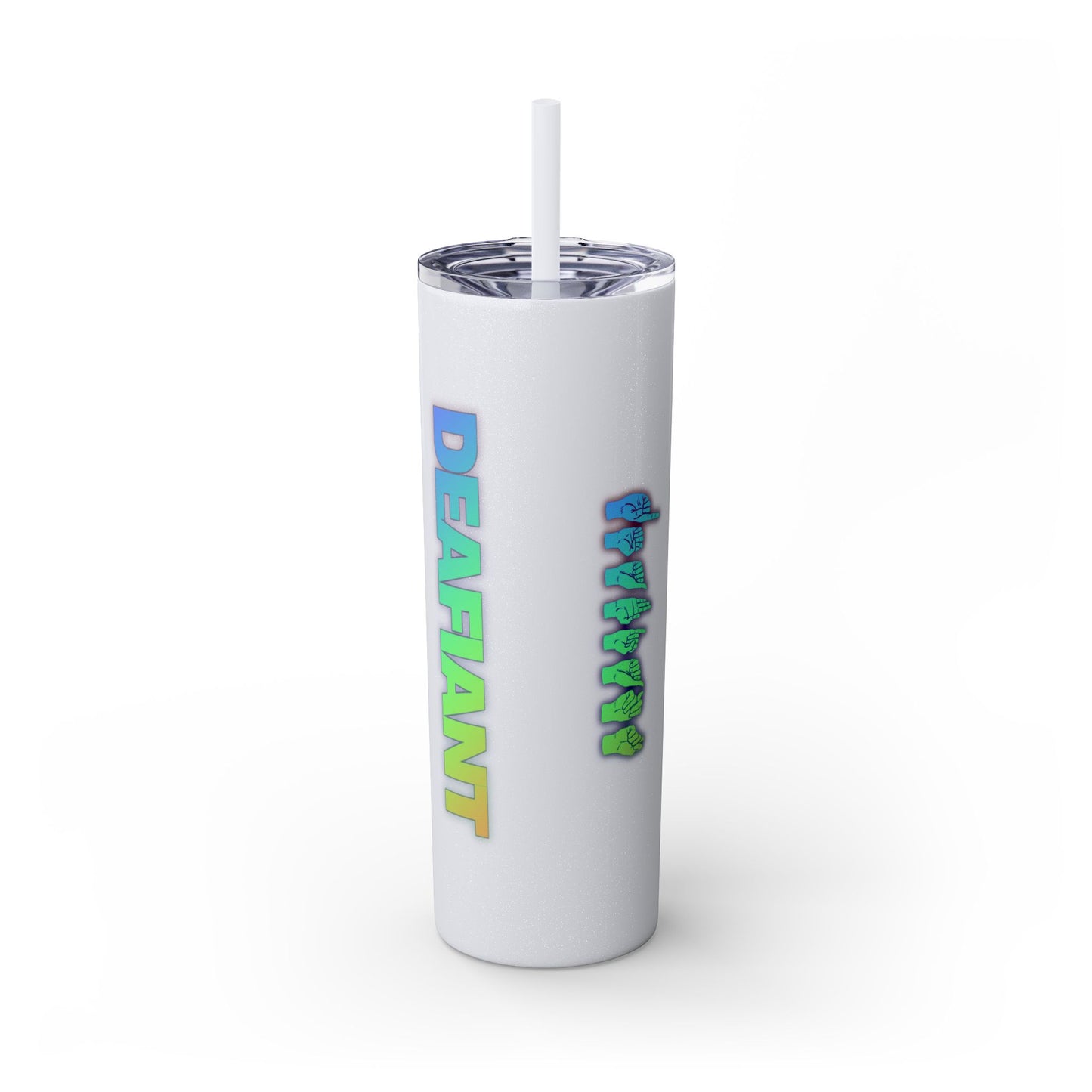 DEAFIANT Vibe on Mute | Skinny Tumbler with Straw