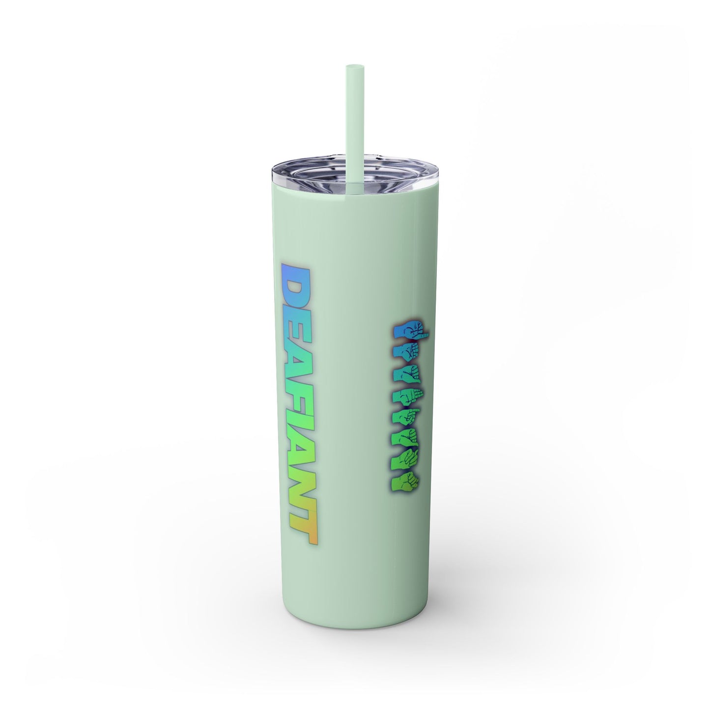 DEAFIANT Vibe on Mute | Skinny Tumbler with Straw