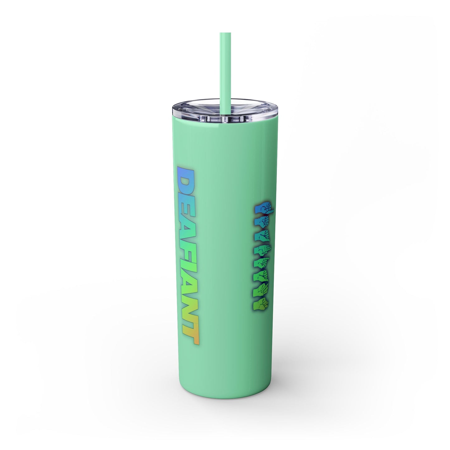 DEAFIANT Vibe on Mute | Skinny Tumbler with Straw