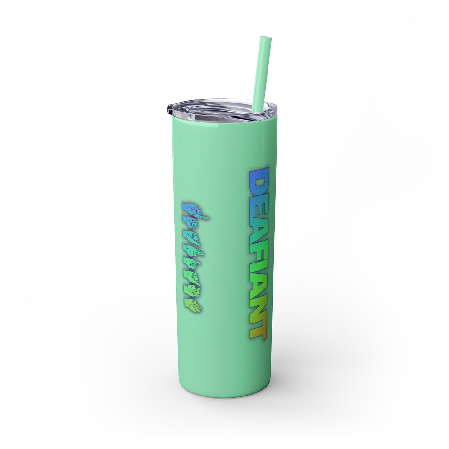 DEAFIANT Vibe on Mute | Skinny Tumbler with Straw
