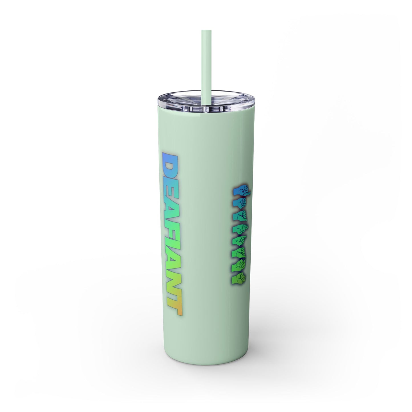 DEAFIANT Vibe on Mute | Skinny Tumbler with Straw