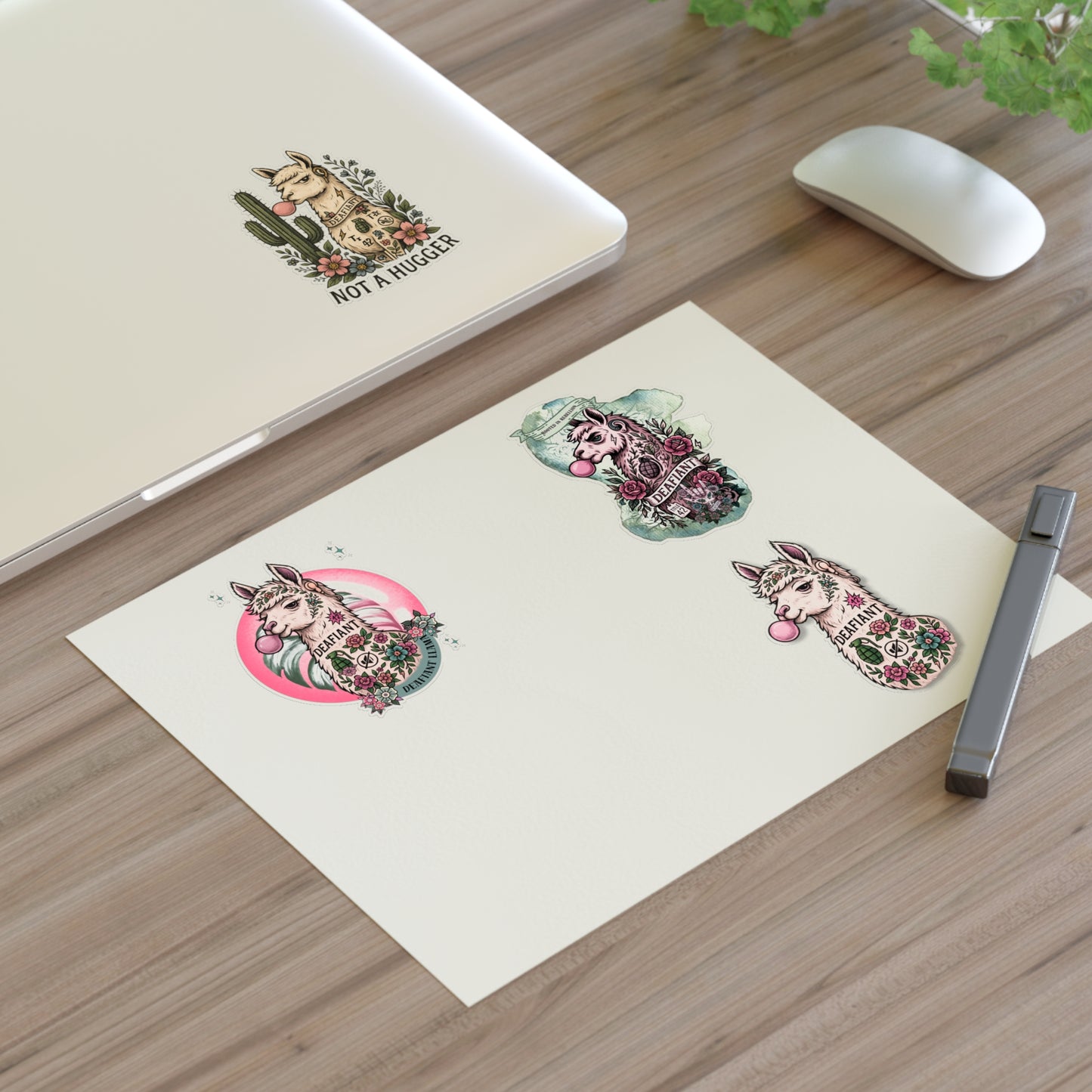 DEAFIANT x The Pink Llama – “Silent Spitfire” Stickers Sheets Ft. DEAFIANT Llama