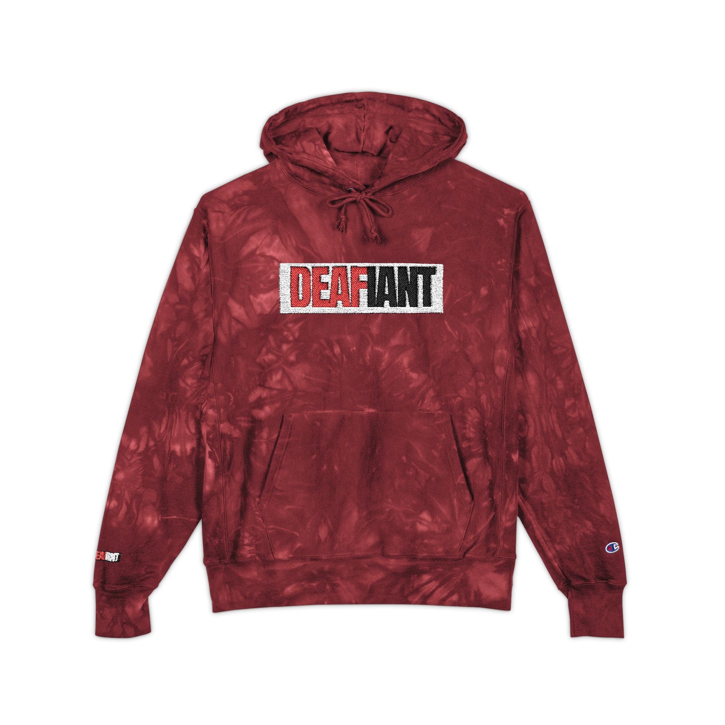DEAFIANT Deaf Rebel | Unisex Champion Tie-Dye Hoodie (Embroidery)