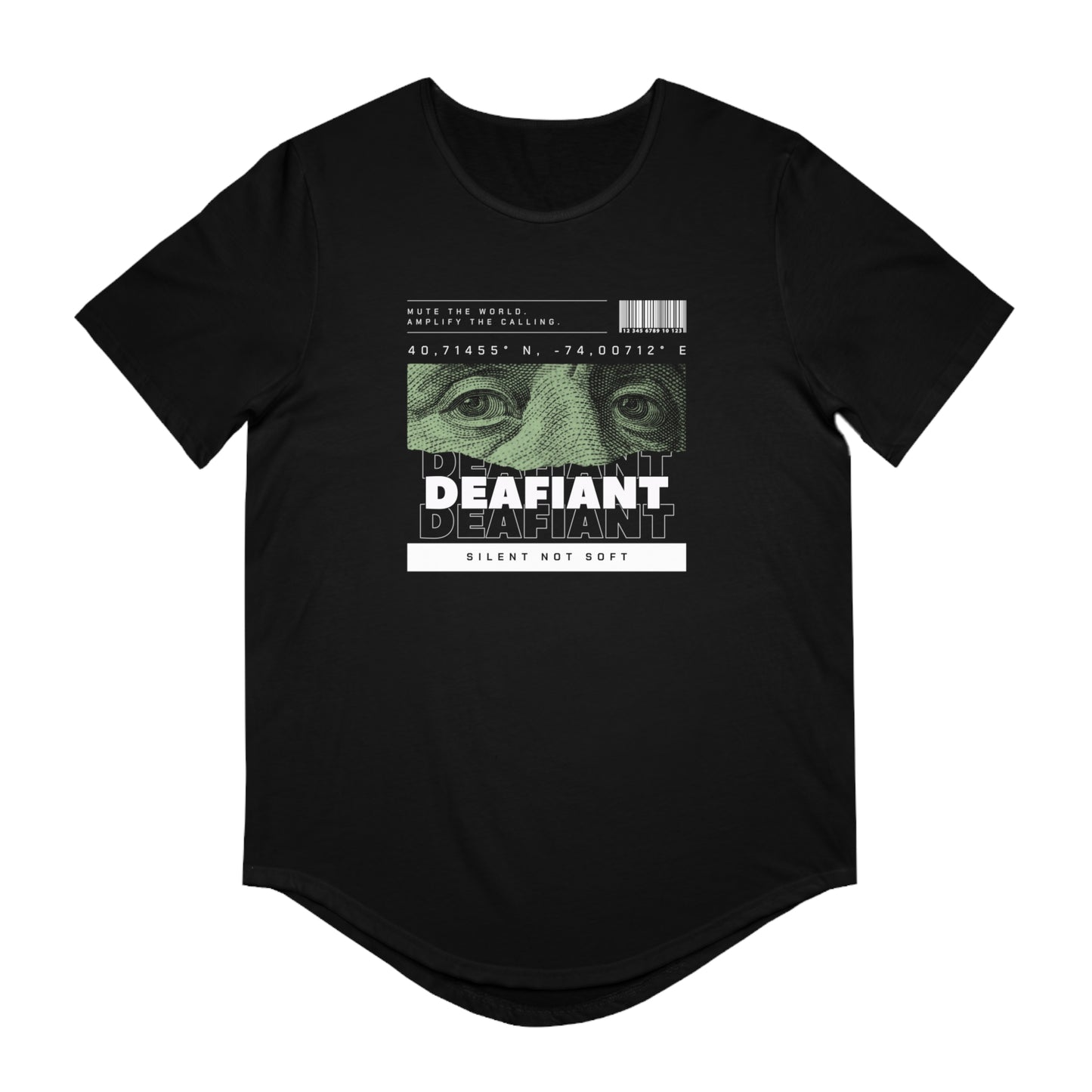 DEAFIANT Deaf Money Talks Curved Hem Men's Tee |Men's Jersey Curved Hem Tee