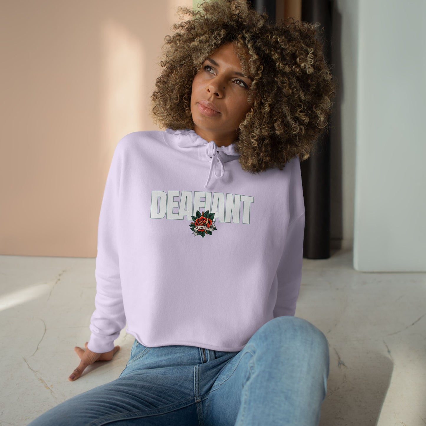 DEAFIANT Title 42 DEAFiant Rights | Women's Crop Hoodie