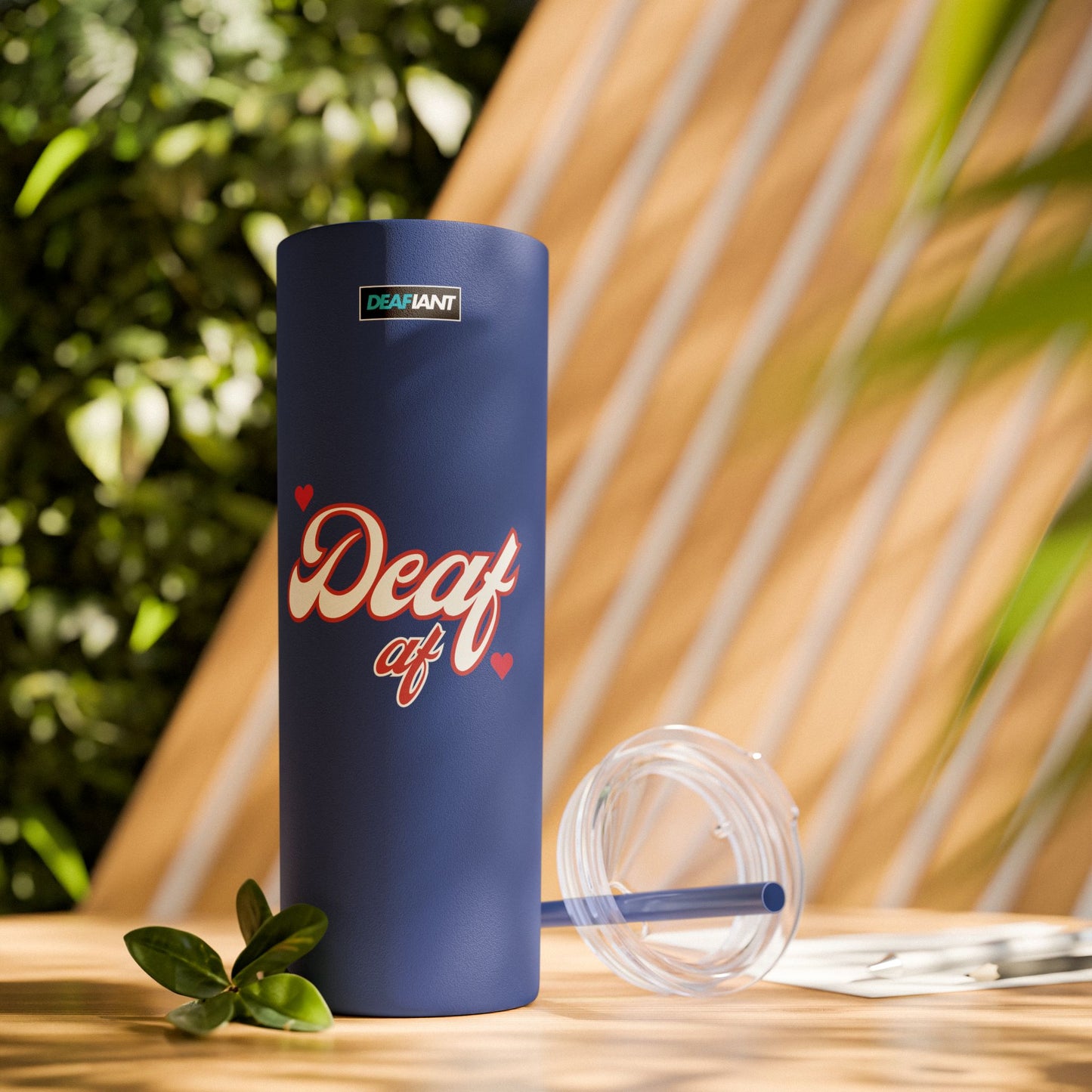 DEAFIANT Deaf AF Skinny Tumbler with Straw, 20oz