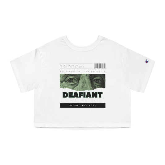 DEAFIANT Deaf Money Talks Champion Cropped T-Shirt