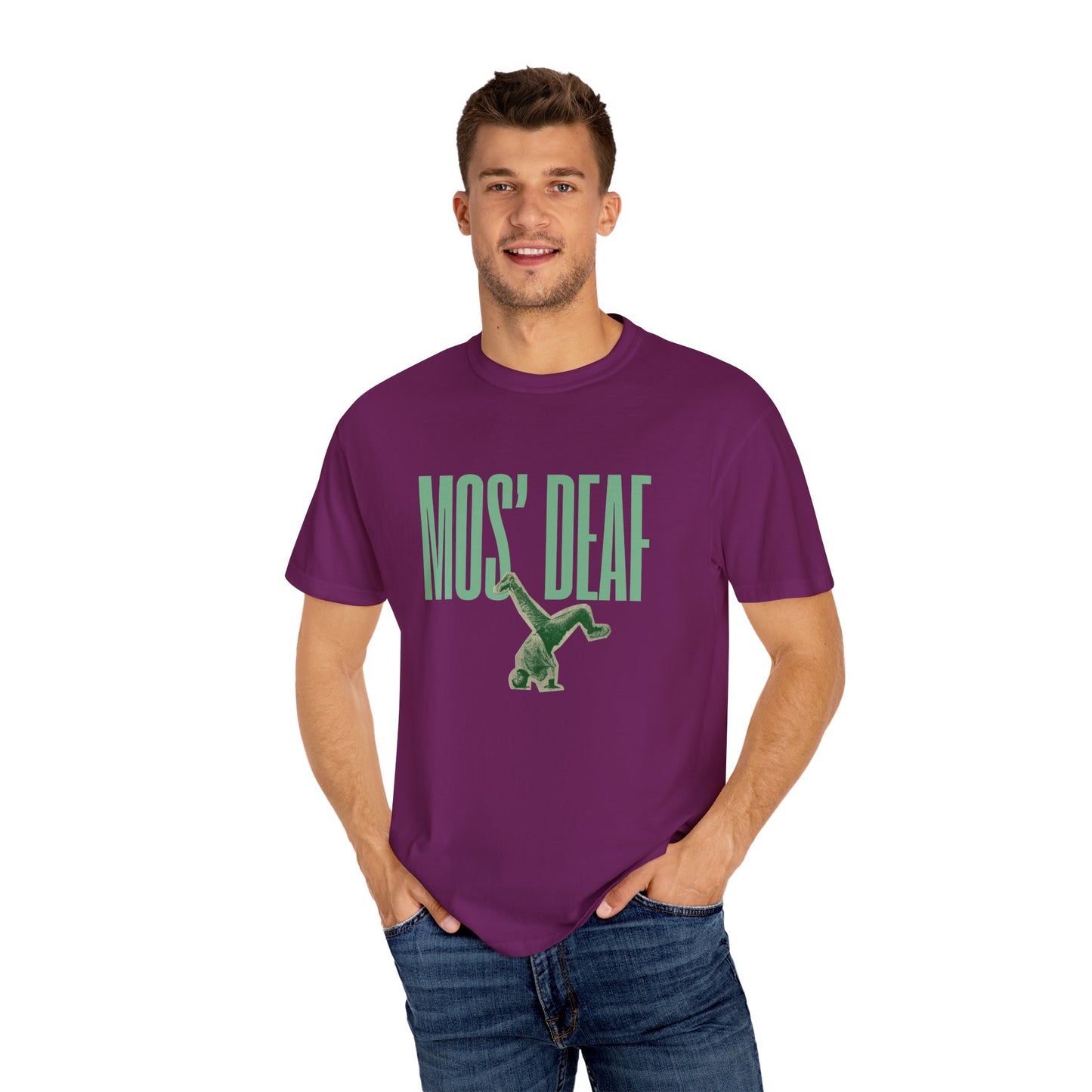 DEAFIANT Mos' Deaf Throwback Tee | Unisex | Garment-dyed